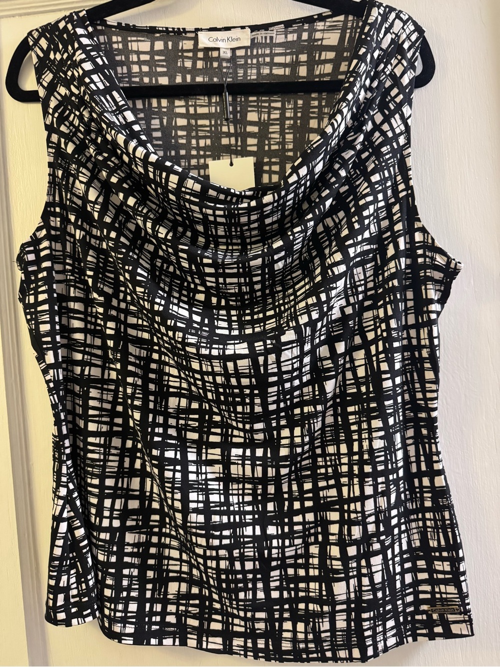 Calvin Klein Black & White Cowl Neck Sleeveless Camisole